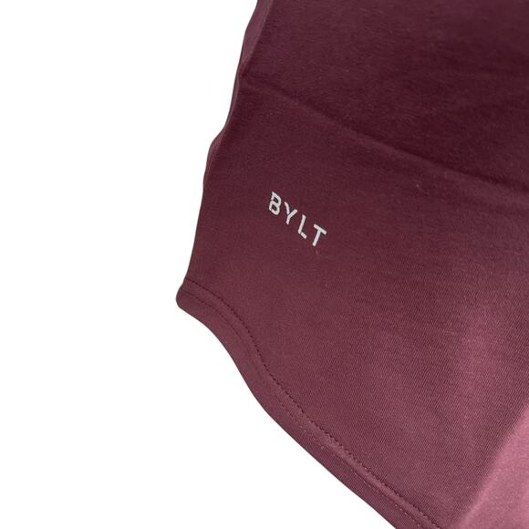 BYLT Drop-Cut Lux T-Shirt Mens Small Maroon Cotton Stretch Short Sleeve New - Picture 3 of 10